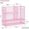 imageMarbrasse 3Tier Desk Shelf Organizer with Handle Desktop Bookshelf File Holder Mesh Display Shelf Organizer Storage Rack for Office Home Supplies Kitchen BlackDesk Shelf Organizer  Pink