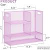 imageMarbrasse 3Tier Desk Shelf Organizer with Handle Desktop Bookshelf File Holder Mesh Display Shelf Organizer Storage Rack for Office Home Supplies Kitchen BlackDesk Shelf Organizer  Purple