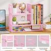 imageMarbrasse 3Tier Desk Shelf Organizer with Handle Desktop Bookshelf File Holder Mesh Display Shelf Organizer Storage Rack for Office Home Supplies Kitchen BlackDesk Shelf Organizer  Pink