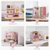 imageMarbrasse 3Tier Desk Shelf Organizer with Handle Desktop Bookshelf File Holder Mesh Display Shelf Organizer Storage Rack for Office Home Supplies Kitchen BlackDesk Shelf Organizer  Pink