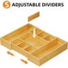 imageMarbrasse Bamboo Expandable Drawer Organizer Desk Drawer Organizer Tray with 5 Dividers Desk Organizers and Accessories 10 Adjustable Compartments for Office Supplies Junk Makeup ampamp Vanity