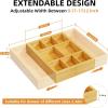 imageMarbrasse Bamboo Expandable Drawer Organizer Desk Drawer Organizer Tray with 5 Dividers Desk Organizers and Accessories 10 Adjustable Compartments for Office Supplies Junk Makeup ampamp Vanity