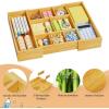 imageMarbrasse Bamboo Expandable Drawer Organizer Desk Drawer Organizer Tray with 5 Dividers Desk Organizers and Accessories 10 Adjustable Compartments for Office Supplies Junk Makeup ampamp Vanity