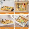 imageMarbrasse Bamboo Expandable Drawer Organizer Desk Drawer Organizer Tray with 5 Dividers Desk Organizers and Accessories 10 Adjustable Compartments for Office Supplies Junk Makeup ampamp Vanity