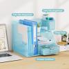 imageMarbrasse Desk Organizer and Accessories 3Tier File Organizer with Drawer and Pen Holder Small Desktop Organizer and Storage for Workspace Office Supplies BlackBlue
