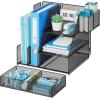 imageMarbrasse Desk Organizer and Accessories 3Tier File Organizer with Drawer and Pen Holder Small Desktop Organizer and Storage for Workspace Office Supplies BlackBlack