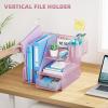 imageMarbrasse Desk Organizer and Accessories 3Tier File Organizer with Drawer and Pen Holder Small Desktop Organizer and Storage for Workspace Office Supplies BlackPink