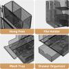 imageMarbrasse Desk Organizer and Accessories 3Tier File Organizer with Drawer and Pen Holder Small Desktop Organizer and Storage for Workspace Office Supplies BlackBlack