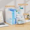 imageMarbrasse Desk Organizer and Accessories 3Tier File Organizer with Drawer and Pen Holder Small Desktop Organizer and Storage for Workspace Office Supplies BlackWhite