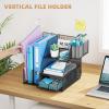 imageMarbrasse Desk Organizer and Accessories 3Tier File Organizer with Drawer and Pen Holder Small Desktop Organizer and Storage for Workspace Office Supplies BlackBlack