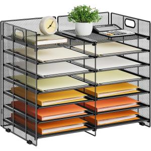 imageMarbrasse Desktop Literature Organizer 12 Compartments Mesh Paper Organizer Desk Organizers Adjustable File Sorter Mail Center Paper Storage Cabinet Classroom Mailbox for Office Home School BlackBlack