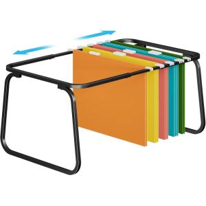 imageMarbrasse Hanging File Folder Frame Adjustable Letter Size File Holder 1625 Inches Metal File Cabinet Rails for Office Home School BlackBlack