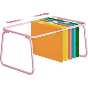 imageMarbrasse Hanging File Folder Frame Adjustable Letter Size File Holder 1625 Inches Metal File Cabinet Rails for Office Home School BlackPink
