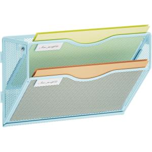 imageMarbrasse Wall File Holder 2Tier Hanging Wall File Organizer Mesh Mail Holder for Papers Wall Mount File Clipboard ampamp Magazine Organizer Great for Office Home White2 tier  Blue