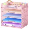 Mesh File Organizer 5 Tier-Pink