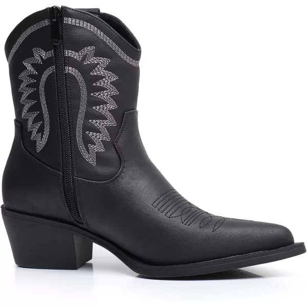 GLOBALWIN Women's Western Charm Cowgirl Boots Mid Calf Comfy Cowboy Boots For Women With Pointed Toe