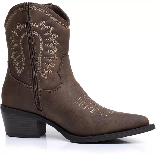 GLOBALWIN Women's Western Charm Cowgirl Boots Mid Calf Comfy Cowboy Boots For Women With Pointed Toe