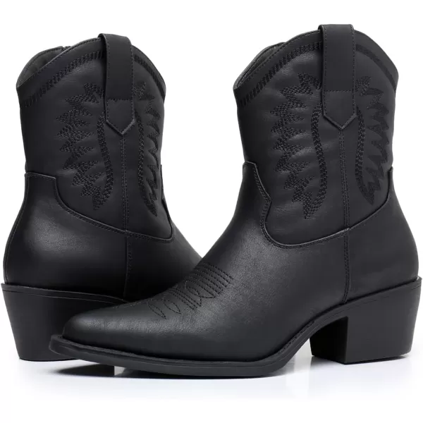 GLOBALWIN Women's Western Charm Cowgirl Boots Mid Calf Comfy Cowboy Boots For Women With Pointed Toe