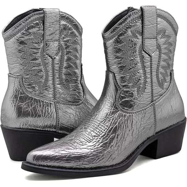 GLOBALWIN Women's Western Charm Cowgirl Boots Mid Calf Comfy Cowboy Boots For Women With Pointed Toe