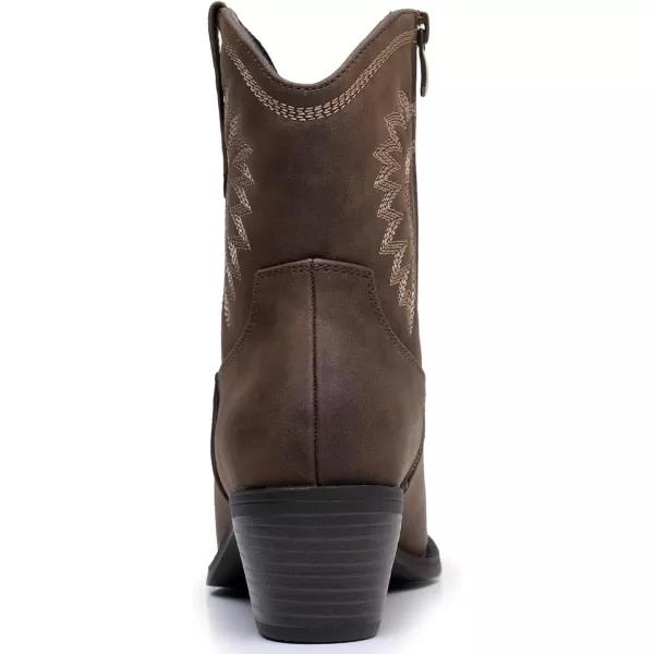 GLOBALWIN Women's Western Charm Cowgirl Boots Mid Calf Comfy Cowboy Boots For Women With Pointed Toe