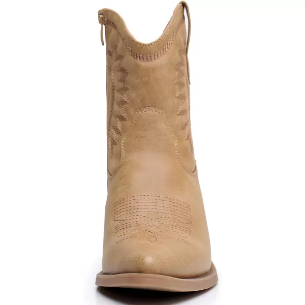 GLOBALWIN Women's Western Charm Cowgirl Boots Mid Calf Comfy Cowboy Boots For Women With Pointed Toe