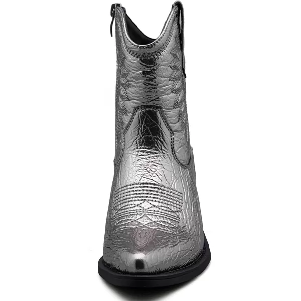 GLOBALWIN Women's Western Charm Cowgirl Boots Mid Calf Comfy Cowboy Boots For Women With Pointed Toe