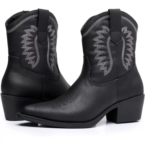 GLOBALWIN Women's Western Charm Cowgirl Boots Mid Calf Comfy Cowboy Boots For Women With Pointed Toe