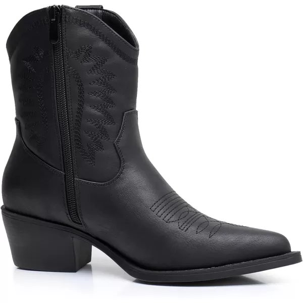 GLOBALWIN Women's Western Charm Cowgirl Boots Mid Calf Comfy Cowboy Boots For Women With Pointed Toe