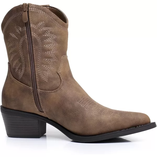 GLOBALWIN Women's Western Charm Cowgirl Boots Mid Calf Comfy Cowboy Boots For Women With Pointed Toe