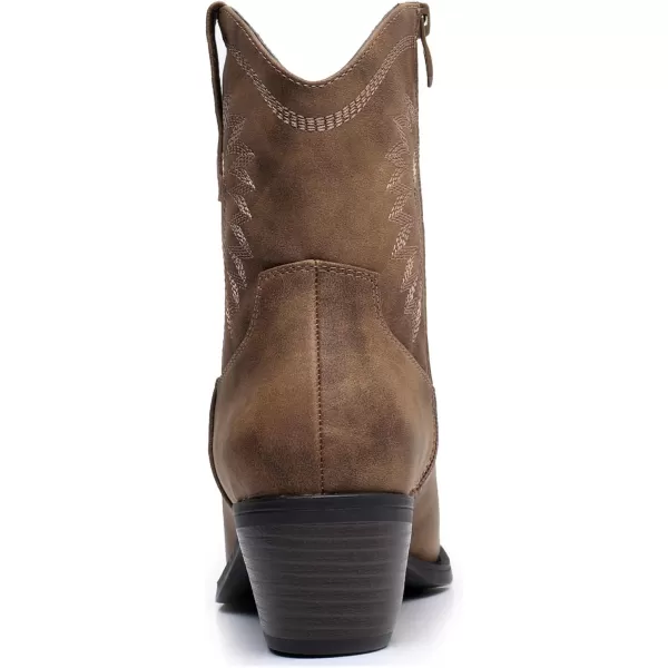 GLOBALWIN Women's Western Charm Cowgirl Boots Mid Calf Comfy Cowboy Boots For Women With Pointed Toe