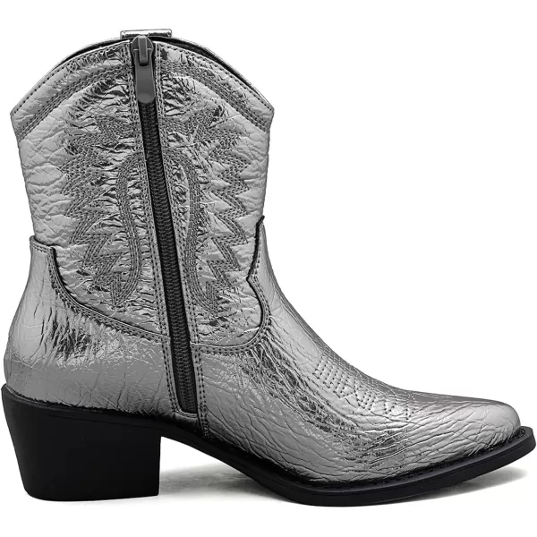 GLOBALWIN Women's Western Charm Cowgirl Boots Mid Calf Comfy Cowboy Boots For Women With Pointed Toe