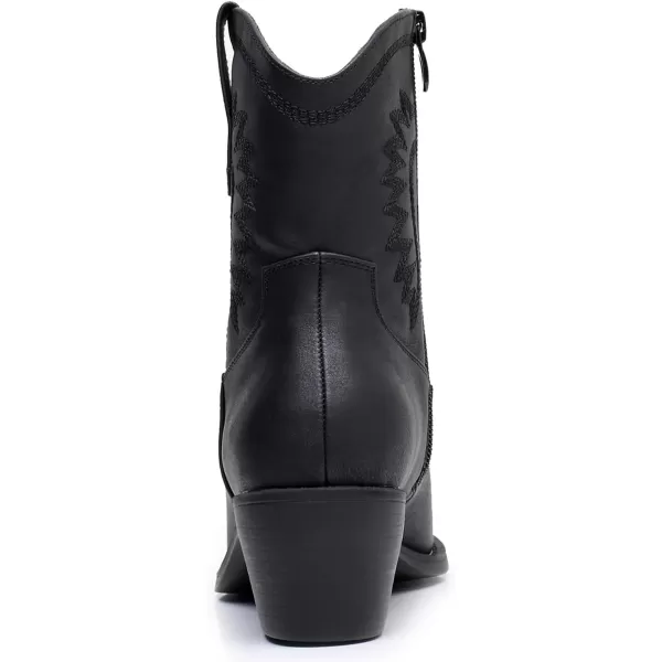 GLOBALWIN Women's Western Charm Cowgirl Boots Mid Calf Comfy Cowboy Boots For Women With Pointed Toe