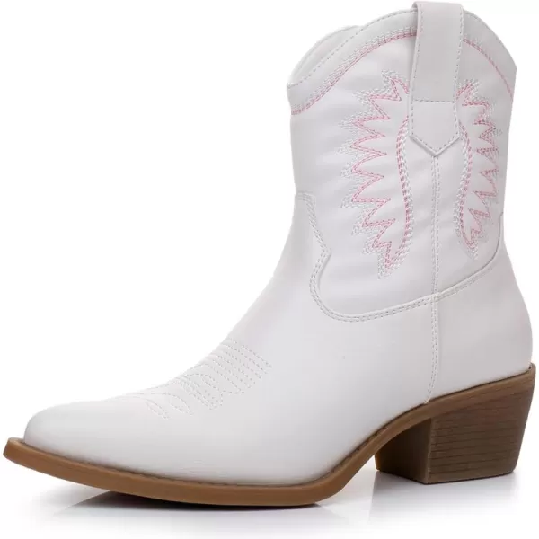 GLOBALWIN Women's Western Charm Cowgirl Boots Mid Calf Comfy Cowboy Boots For Women With Pointed Toe
