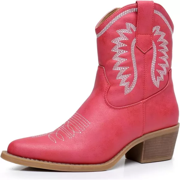 GLOBALWIN Women's Western Charm Cowgirl Boots Mid Calf Comfy Cowboy Boots For Women With Pointed Toe