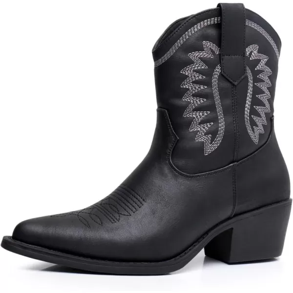 GLOBALWIN Women's Western Charm Cowgirl Boots Mid Calf Comfy Cowboy Boots For Women With Pointed Toe