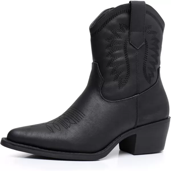 GLOBALWIN Women's Western Charm Cowgirl Boots Mid Calf Comfy Cowboy Boots For Women With Pointed Toe