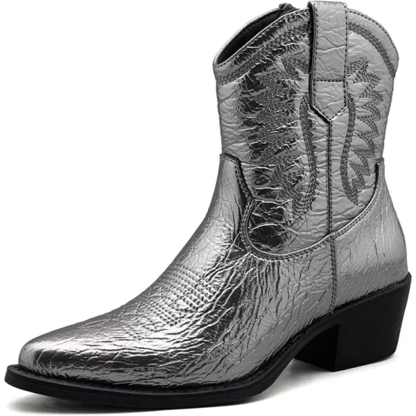 GLOBALWIN Women's Western Charm Cowgirl Boots Mid Calf Comfy Cowboy Boots For Women With Pointed Toe