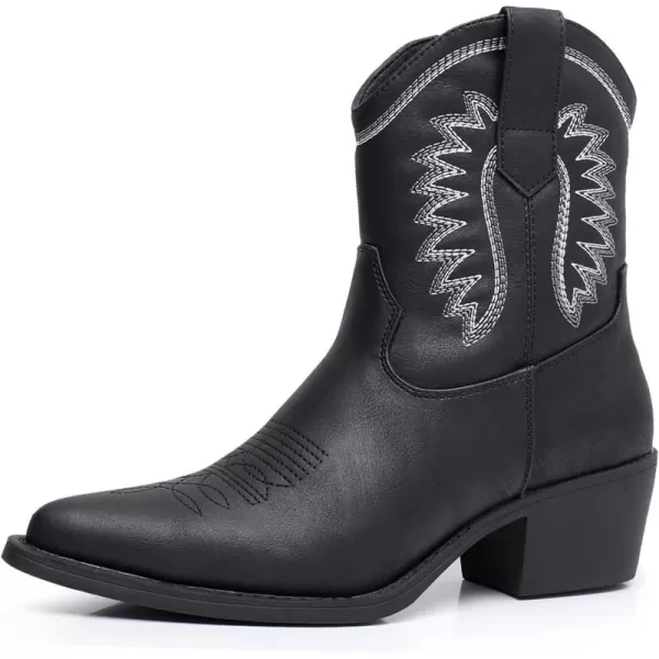 GLOBALWIN Women's Western Charm Cowgirl Boots Mid Calf Comfy Cowboy Boots For Women With Pointed Toe