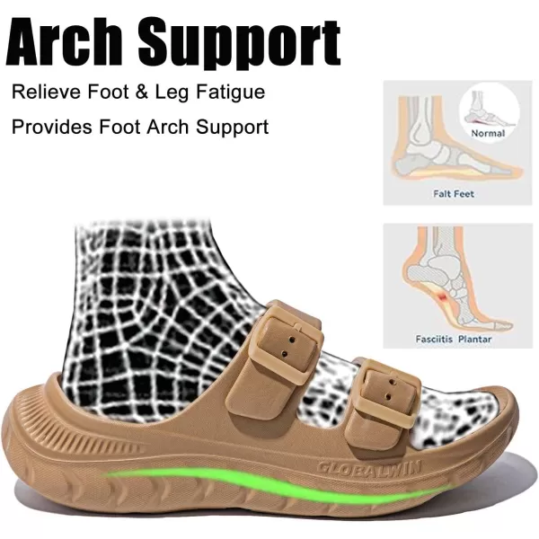 GLOBALWIN Sports Recovery Slides For Women Mia Summer Sandals With Comfortable Arch Support Indoor Outdoor Cloud Slippers Reduce Stress on Feet Lightweight