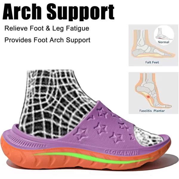 GLOBALWIN Sports Recovery Slides for Women Ava Sports Sandals With Comfortable Arch Support Indoor Outdoor Cloud Slippers Reduce Stress on Feet Lightweight Pillow Slides