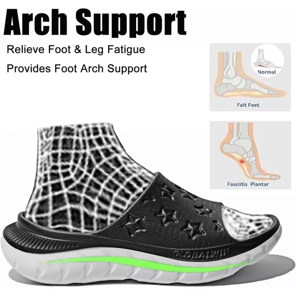 GLOBALWIN Sports Recovery Slides for Women Ava Sports Sandals With Comfortable Arch Support Indoor Outdoor Cloud Slippers Reduce Stress on Feet Lightweight Pillow Slides