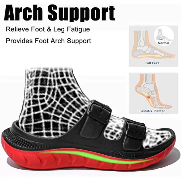 GLOBALWIN Sports Recovery Slides For Women Mia Sandals With Comfortable Arch Support Indoor Outdoor Cloud Slippers Reduce Stress on Feet Lightweight