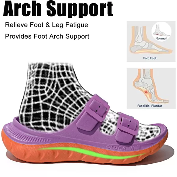 GLOBALWIN Sports Recovery Slides For Women Mia Sandals With Comfortable Arch Support Indoor Outdoor Cloud Slippers Reduce Stress on Feet Lightweight