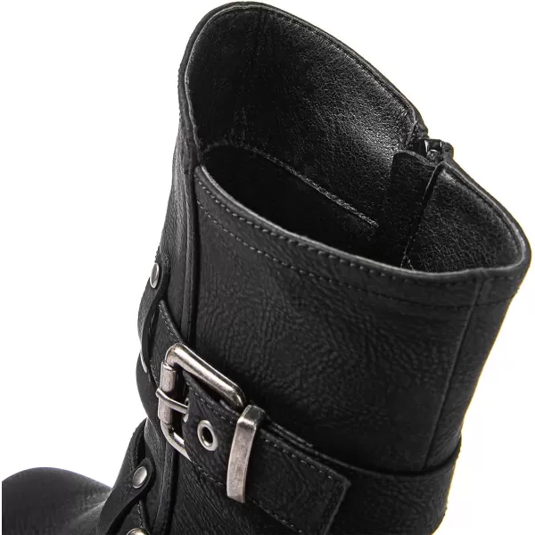 GLOBALWIN Women's Biker Boots Lace up Mid Calf Motorcycle Fashion Festival Boots Combat Riding Military Boots for Women