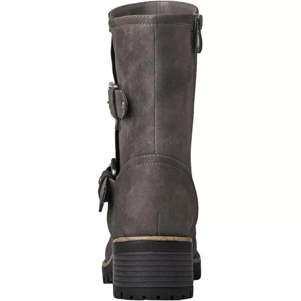 GLOBALWIN Women's Biker Boots Lace up Mid Calf Motorcycle Fashion Festival Boots Combat Riding Military Boots for Women