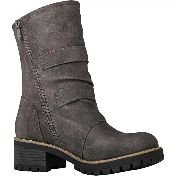 GLOBALWIN Women's Biker Boots Lace up Mid Calf Motorcycle Fashion Festival Boots Combat Riding Military Boots for Women