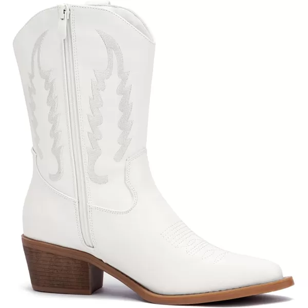 GLOBALWIN Women's Cowgirl Boots Mid Calf Western Cowboy Boots For Women Comfortable Low Heel With Zipper