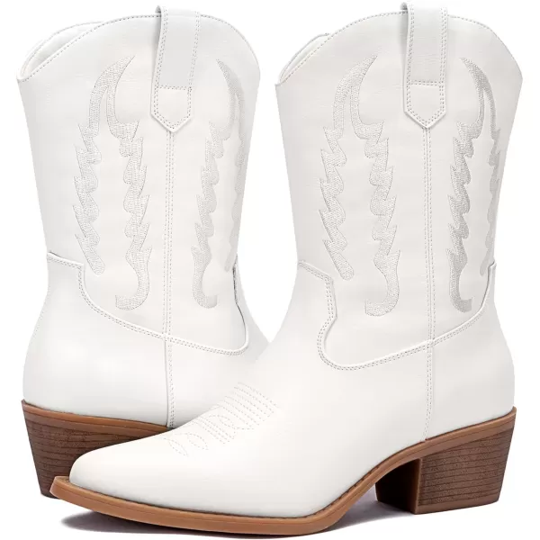 GLOBALWIN Women's Cowgirl Boots Mid Calf Western Cowboy Boots For Women Comfortable Low Heel With Zipper