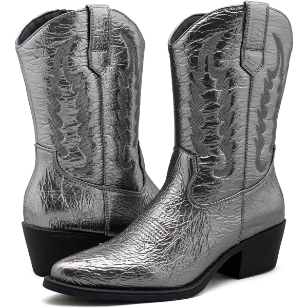 GLOBALWIN Women's Cowgirl Boots Mid Calf Western Cowboy Boots For Women Comfortable Low Heel With Zipper