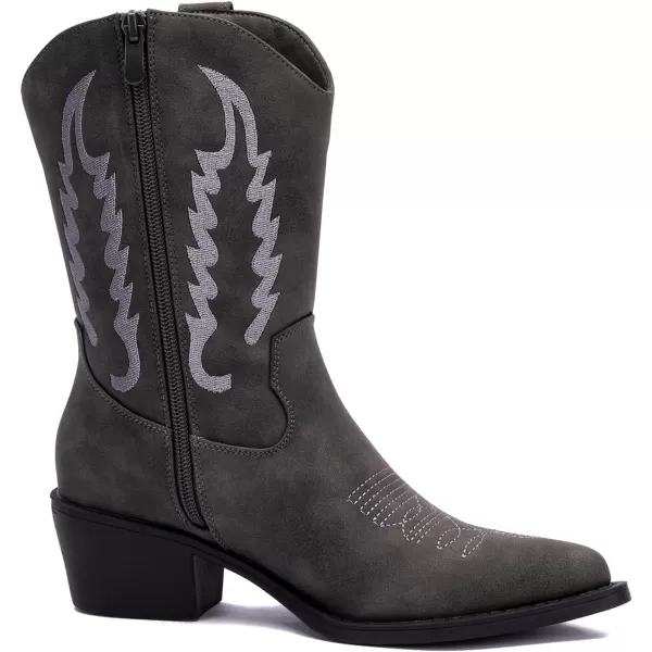 GLOBALWIN Women's Cowgirl Boots Mid Calf Western Cowboy Boots For Women Comfortable Low Heel With Zipper